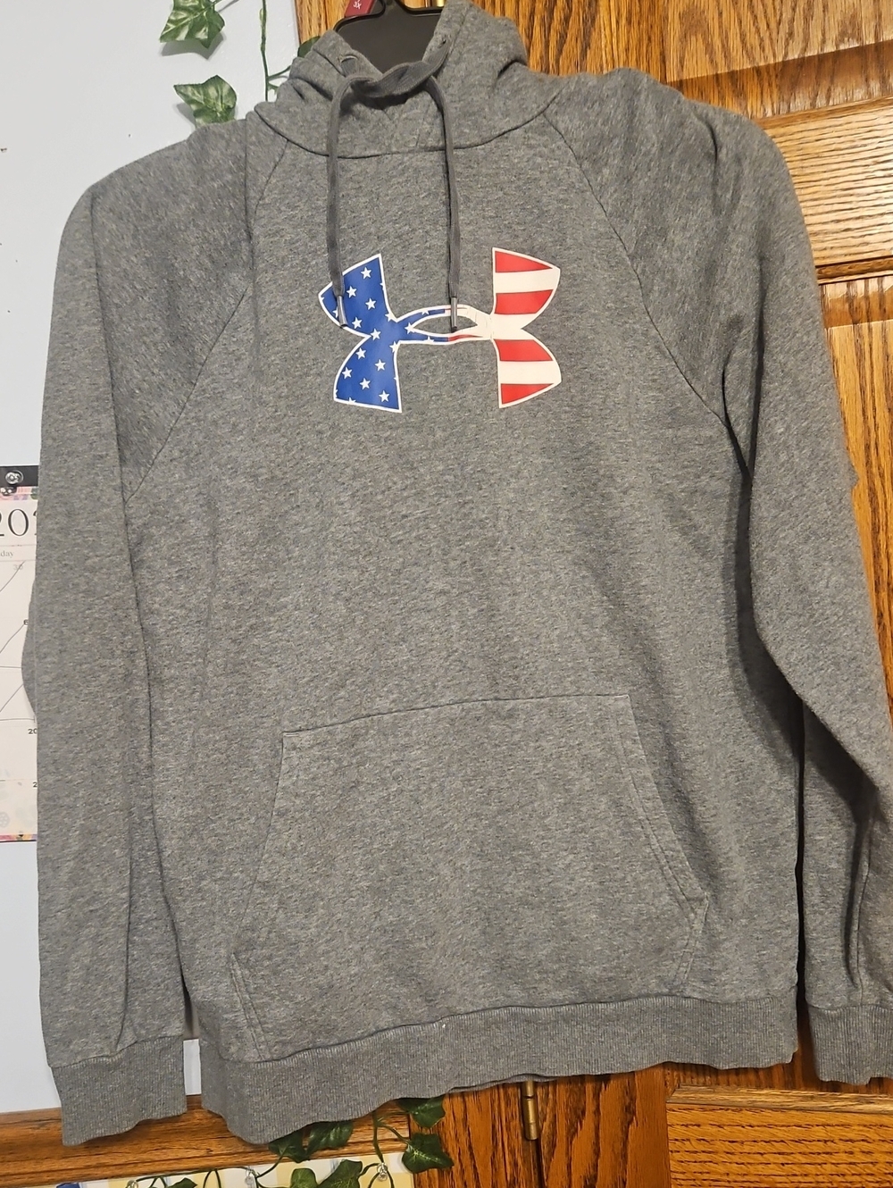 Under Armour Gray Crewneck Hoodie with American Flag Logo